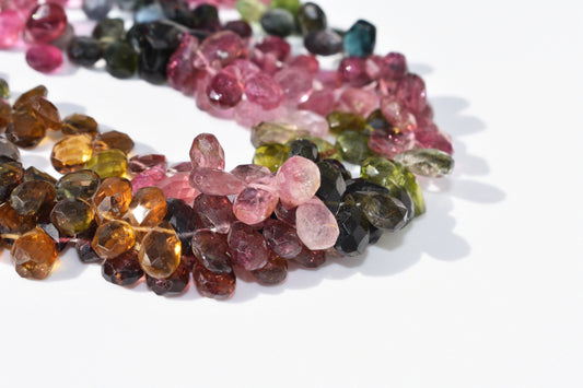 Tourmaline Faceted Pear Beads - 7x4mm