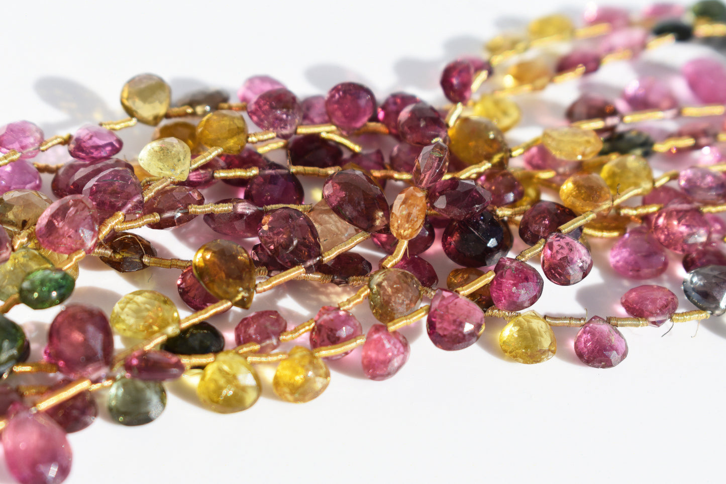 Tourmaline Faceted Pear Beads - Multi-Color Family 5-8mm