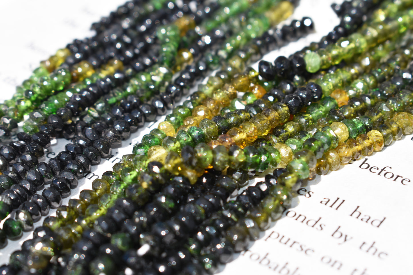 Green & Black Tourmaline Beads - Faceted Rondelle 2.5mm-4mm