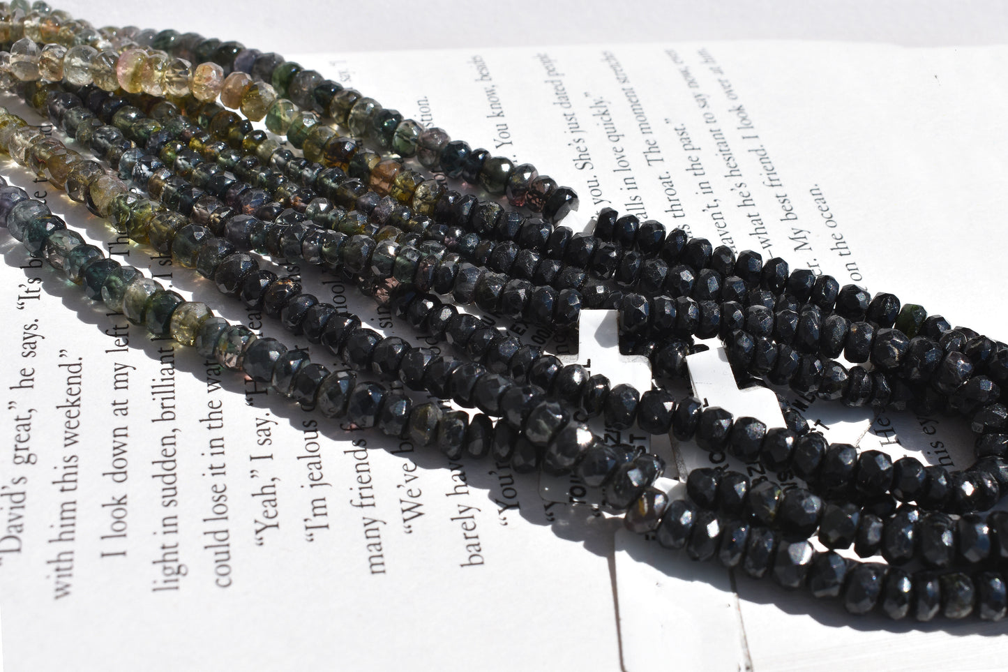 Grey & Black Tourmaline Rondelle Faceted Beads 3.5-5.5mm