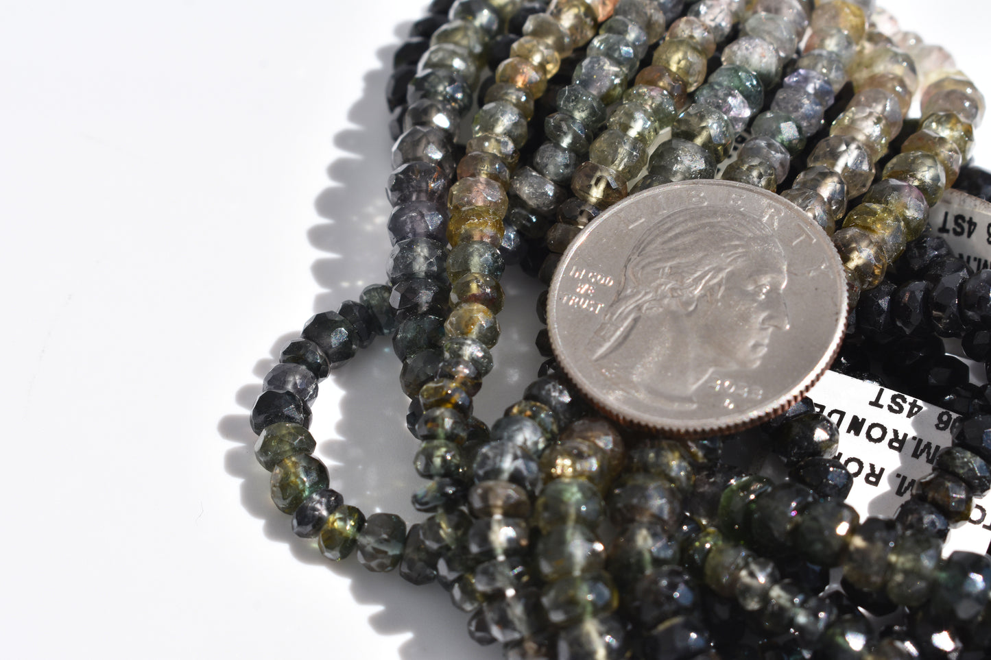 Grey & Black Tourmaline Rondelle Faceted Beads 3.5-5.5mm