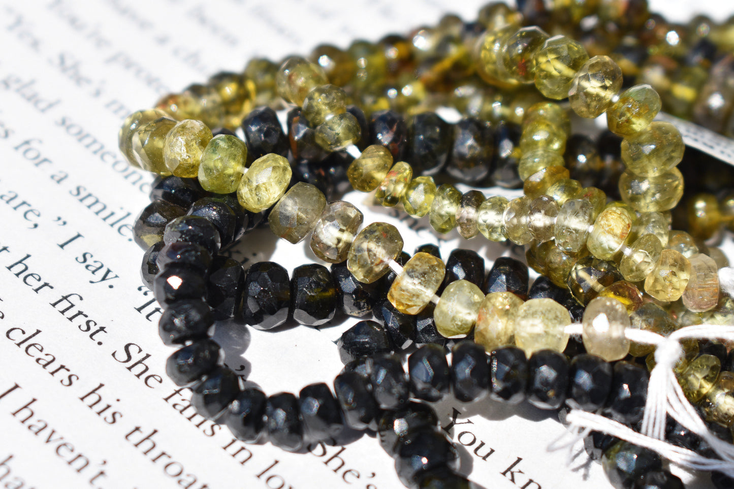Grey, Black & Green Tourmaline Rondelle Faceted Beads 3-5.5mm