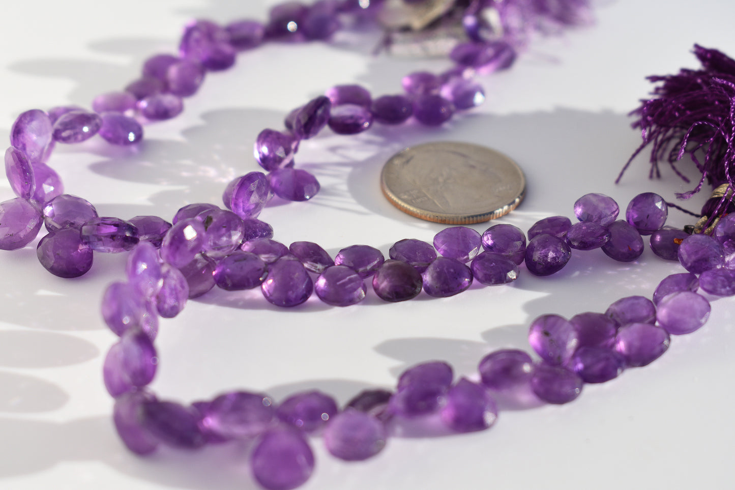Amethyst Graduated Faceted Pear Beads