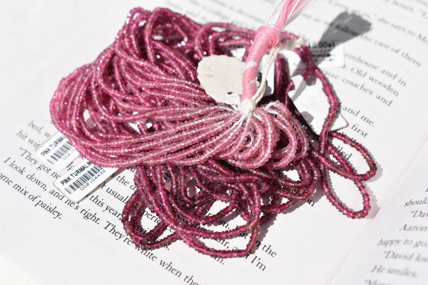 Ombre Pink Tourmaline Rondelle Beads 2mm