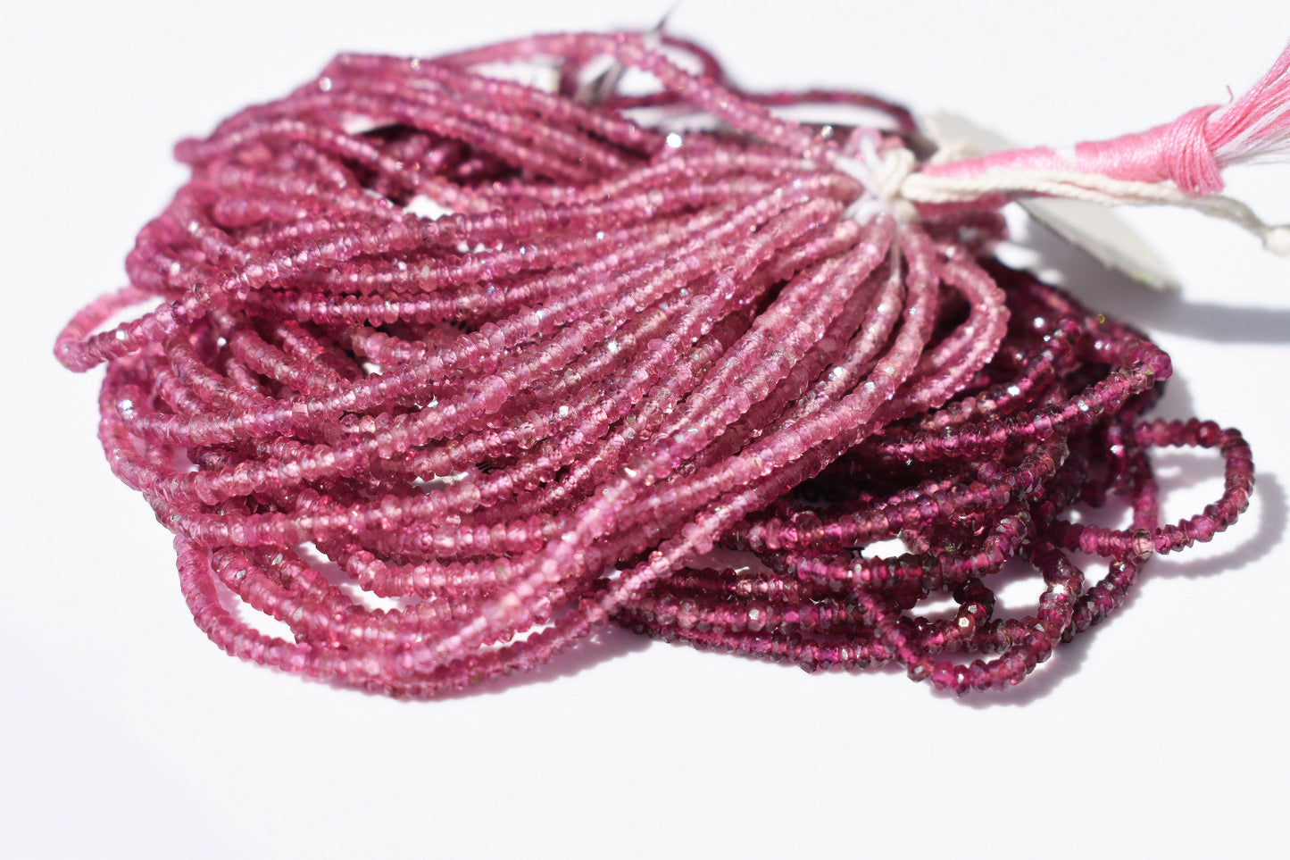 Ombre Pink Tourmaline Rondelle Beads 2mm
