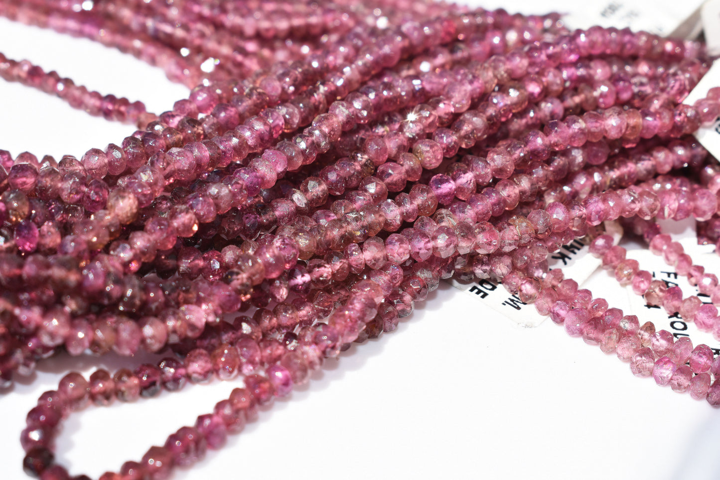 Ombre Pink Tourmaline Rondelle Beads 2.5-3mm