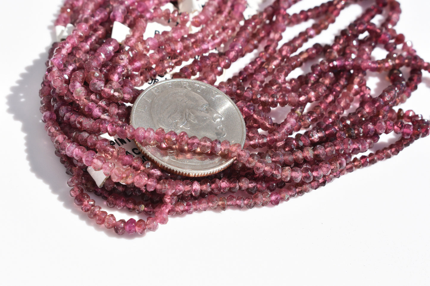 Ombre Pink Tourmaline Rondelle Beads 2.5-3mm
