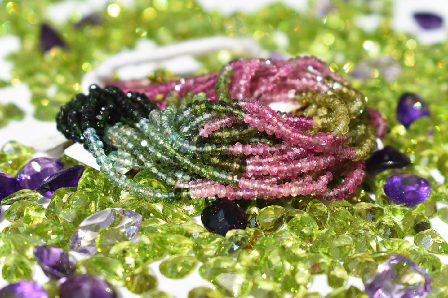 Green and Pink Tourmaline Rondelle Beads 1.5-2mm