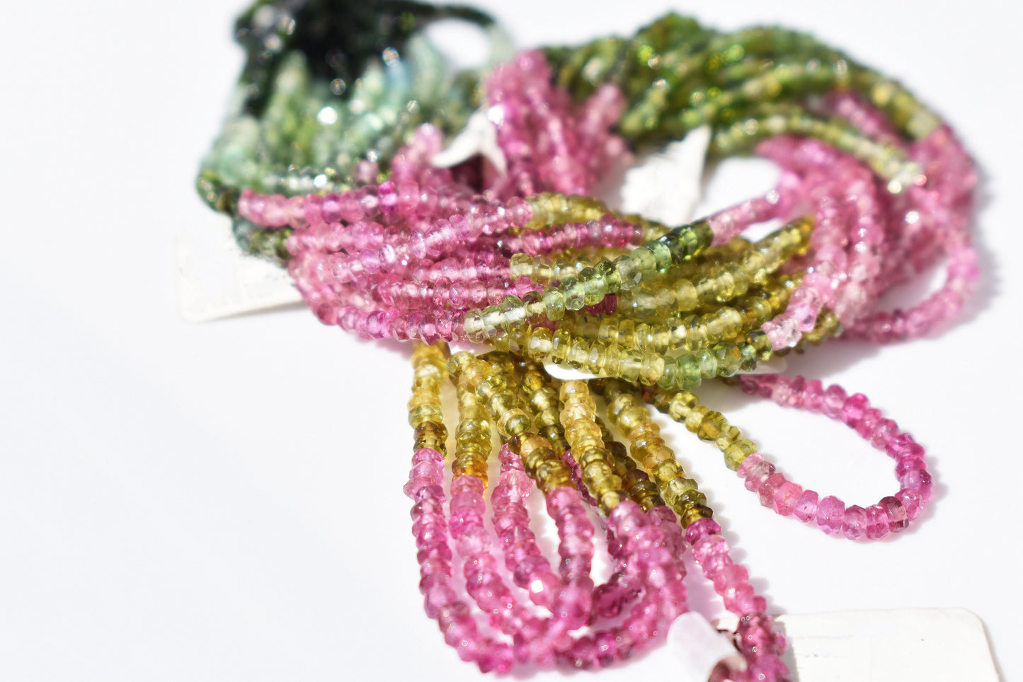 Green and Pink Tourmaline Rondelle Beads 1.5-2mm