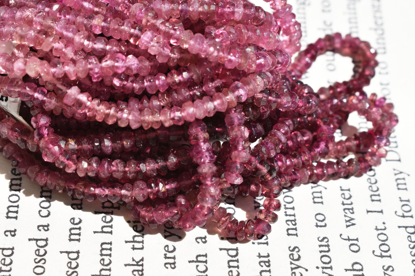 Ombre Pink Tourmaline Rondelle Beads 2.5-3mm x 1.5-2mm