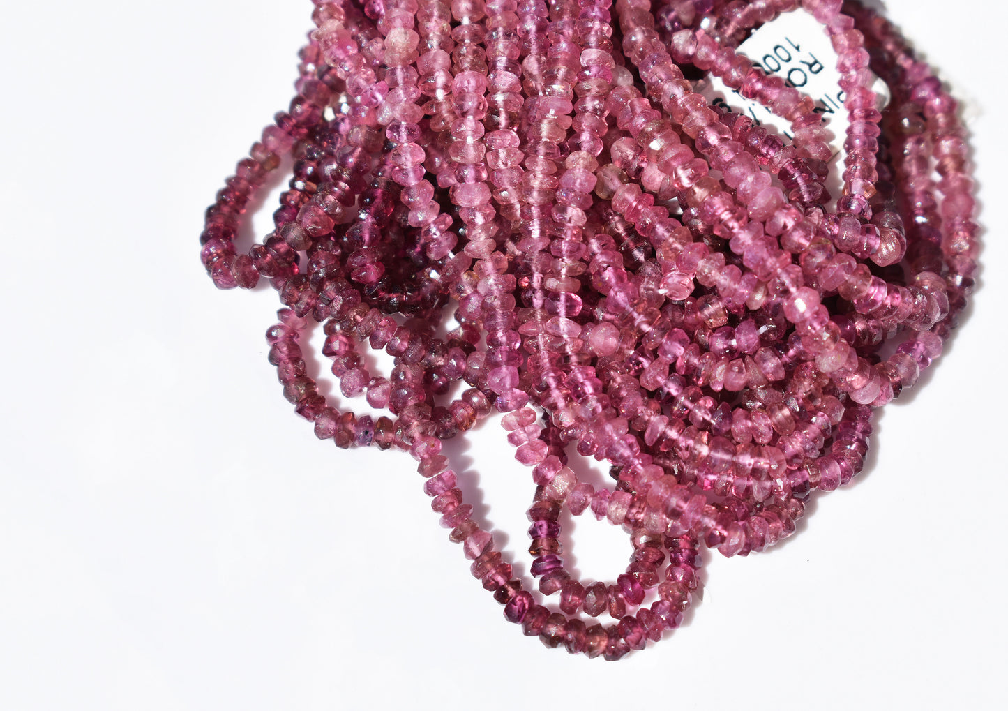 Ombre Pink Tourmaline Rondelle Beads 2.5-3mm x 1.5-2mm