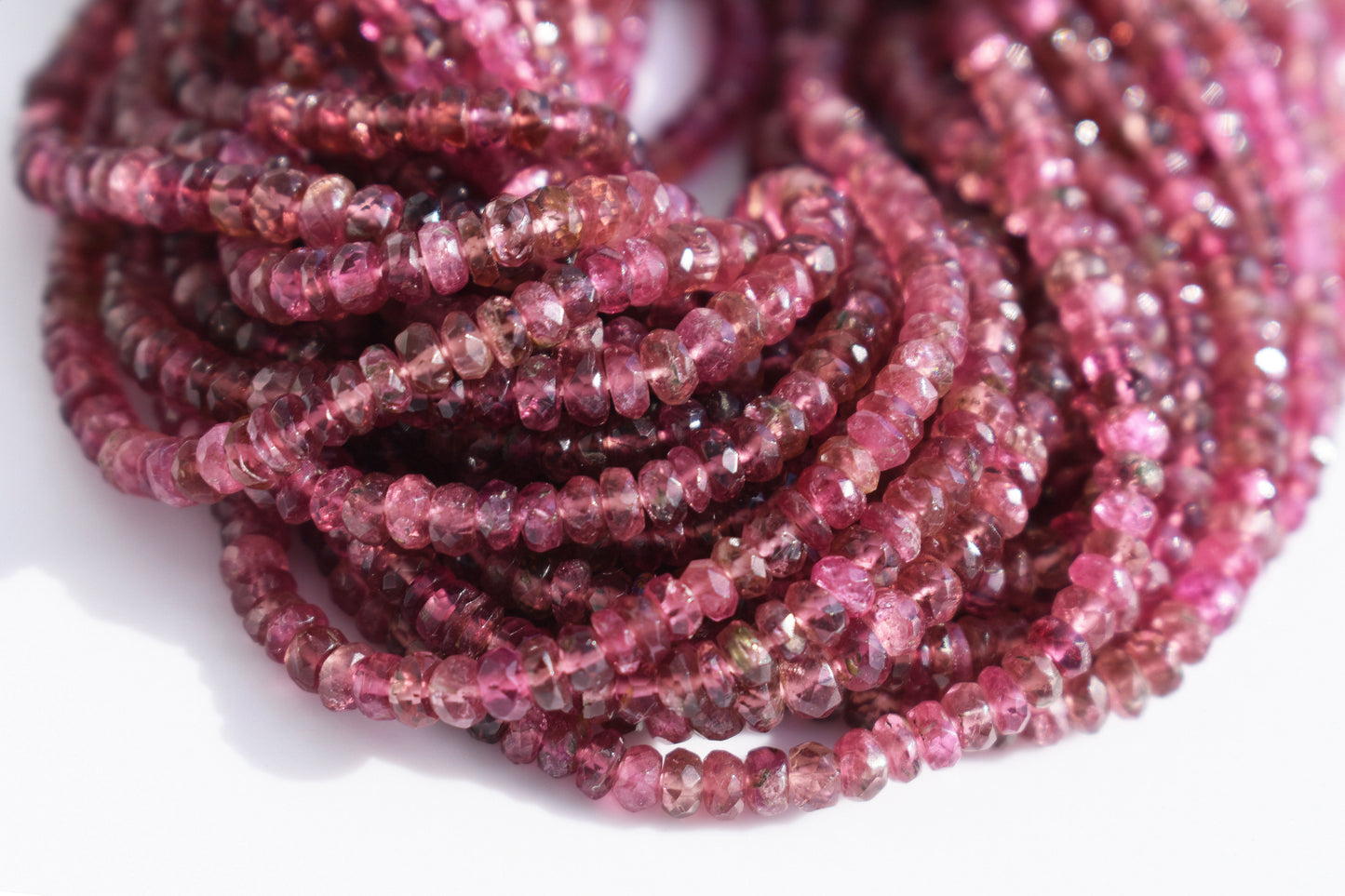 Pink Tourmaline Rondelle Beads 3.5-4.5mm