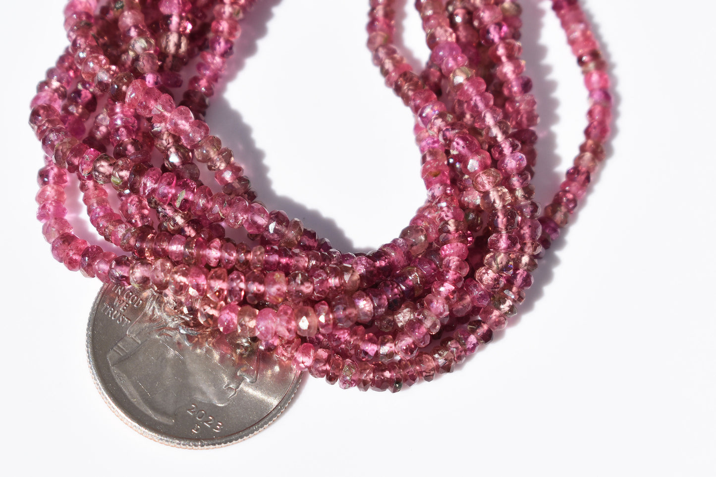 Pink Tourmaline Rondelle Beads 2-3mm