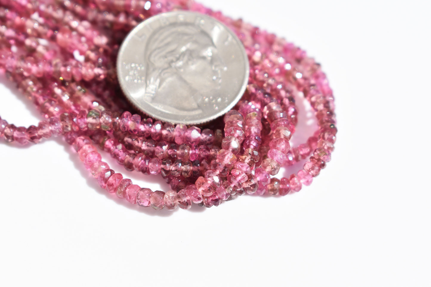 Pink Tourmaline Rondelle Beads 2-3mm