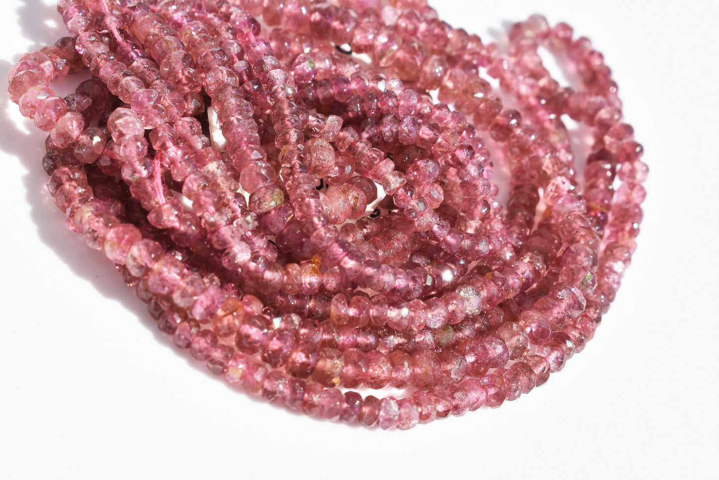 Pink Tourmaline Graduated Rondelle Beads 2-3mm