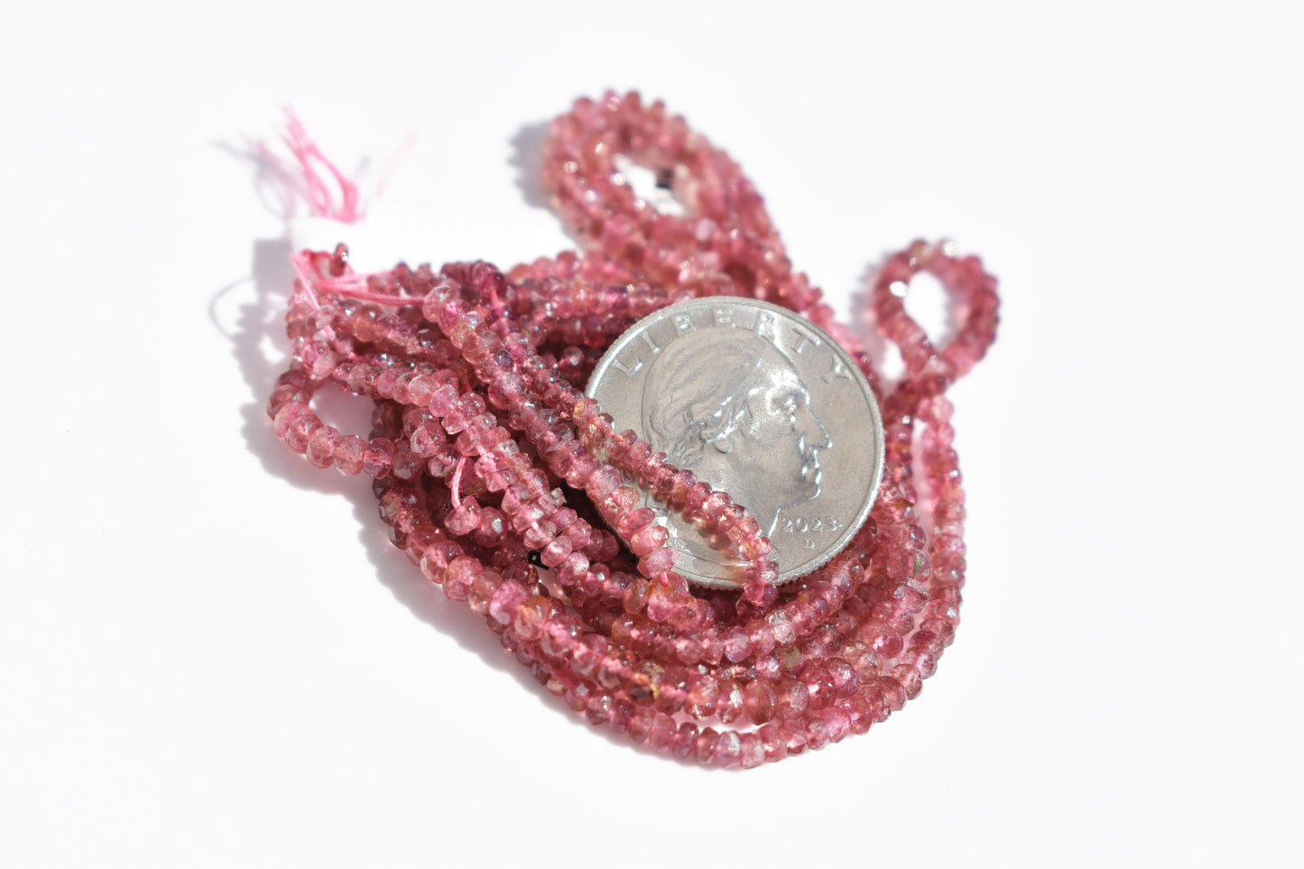 Pink Tourmaline Graduated Rondelle Beads 2-3mm
