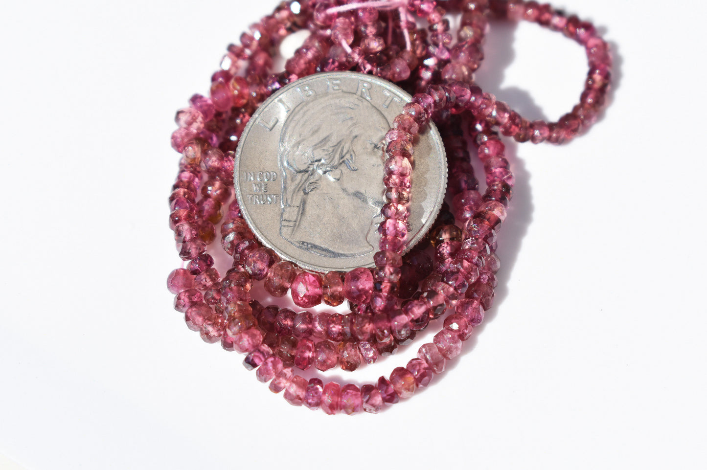 Pink Tourmaline Graduated Rondelle Beads 2.5-3.5mm