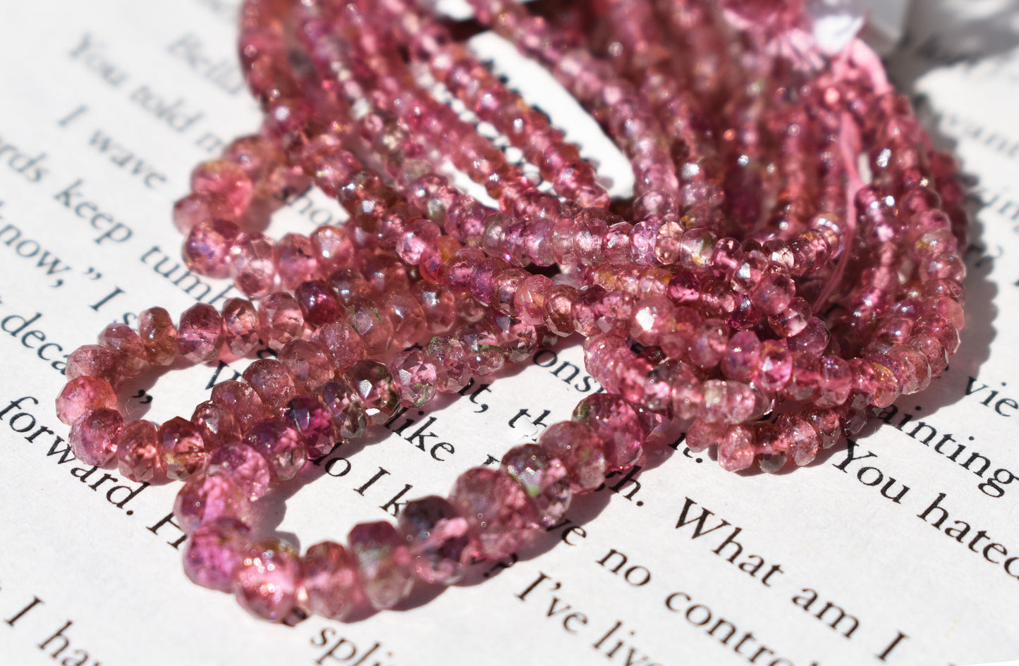 Pink Tourmaline Graduated Rondelle Beads 2-5.5mm