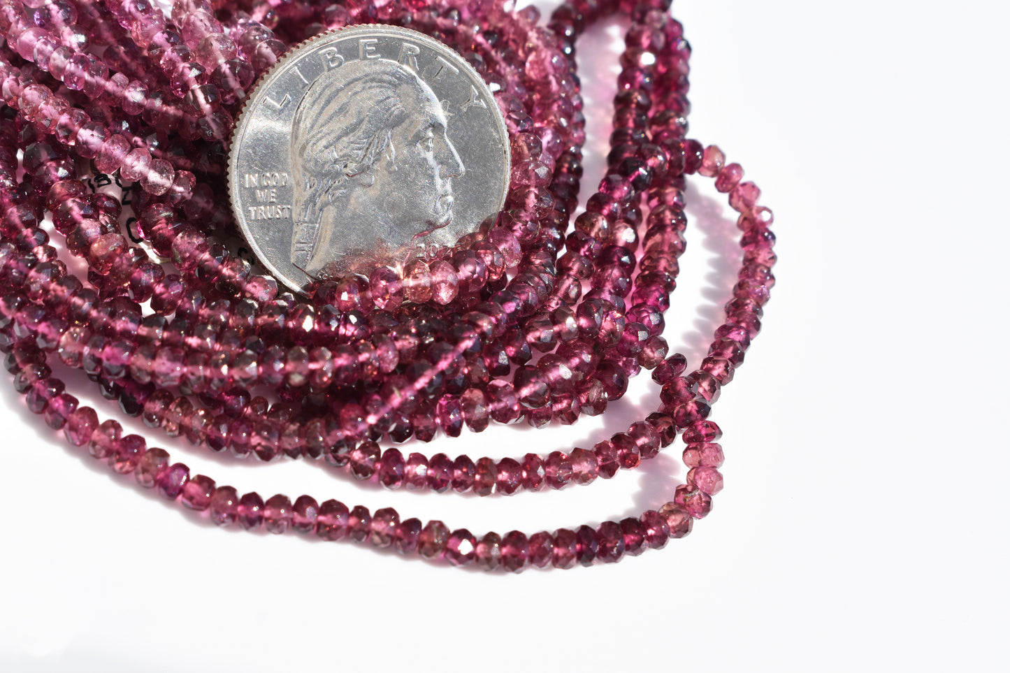 Ombre Pink Tourmaline Rondelle Beads 2.5-3mm x 1-2mm