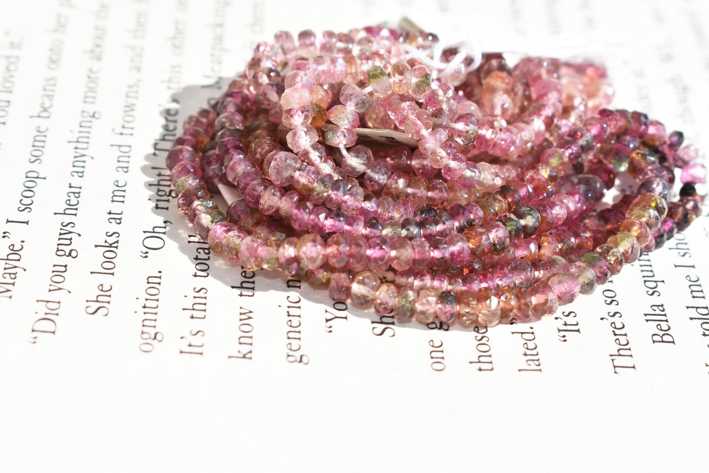Ombre Grey-Green Pink Tourmaline Rondelle Beads 3-3.5mm