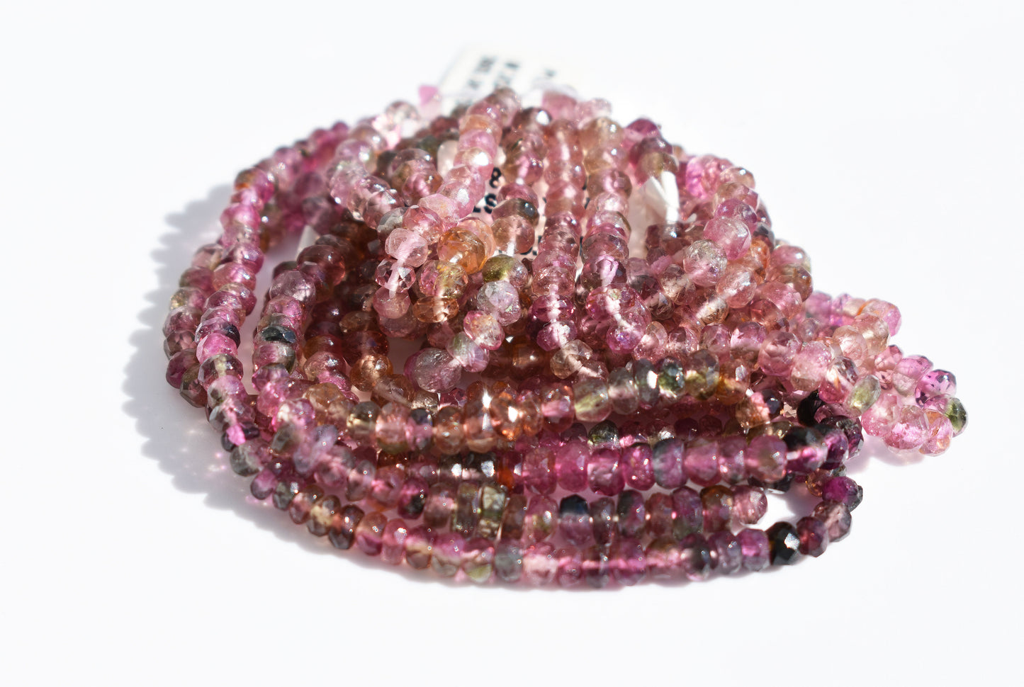 Ombre Grey-Green Pink Tourmaline Rondelle Beads 3-3.5mm