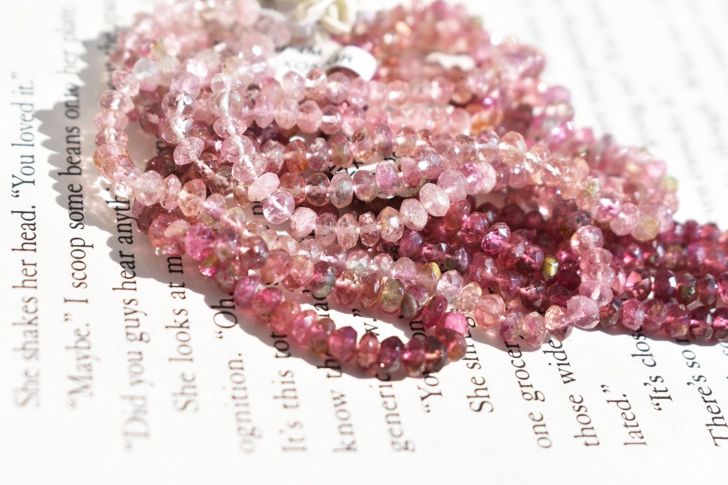 Ombre Tourmaline Pink Rondelle Beads 3.5-4mm - Orange & Grey-Blue Inclusions