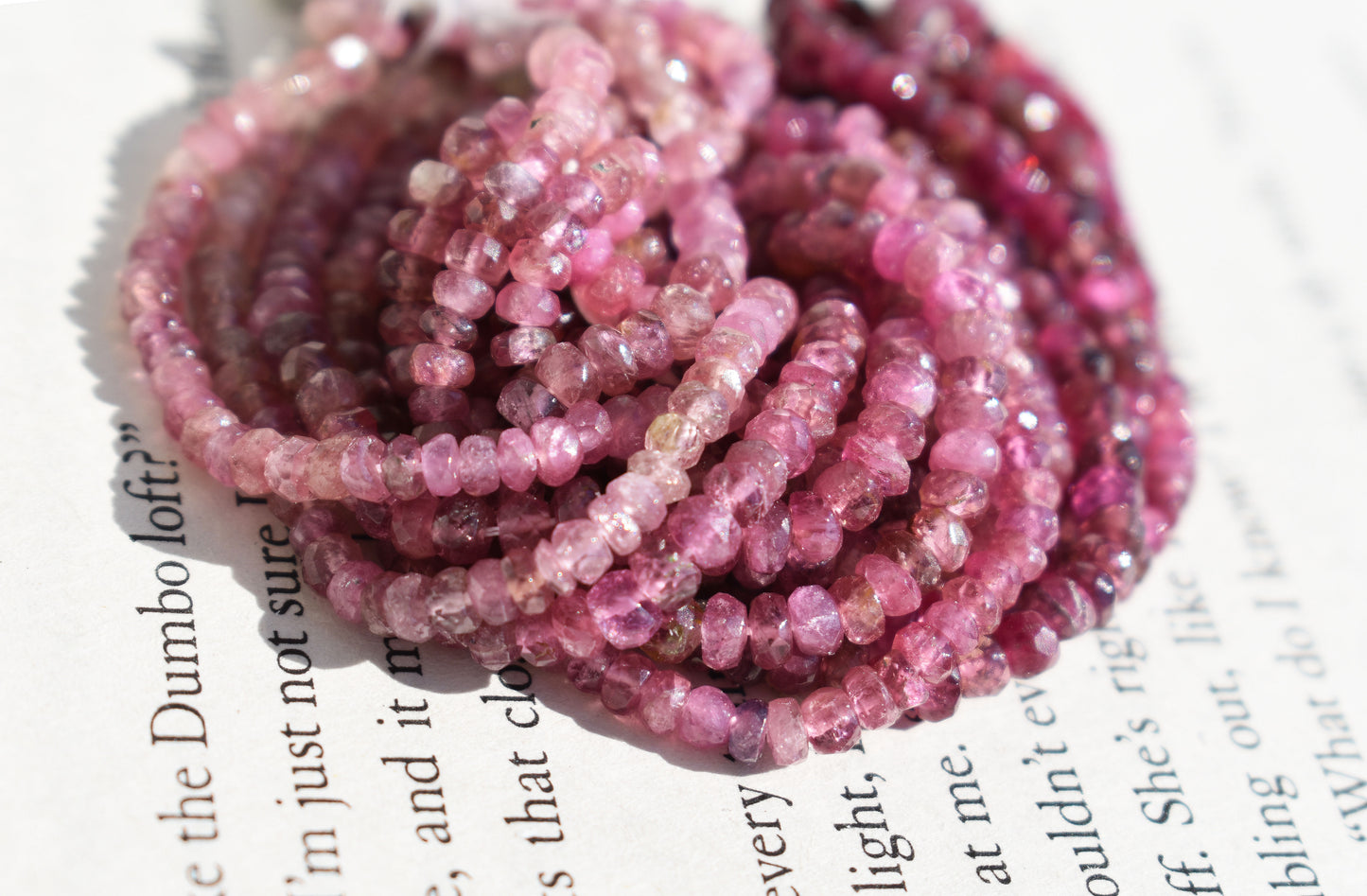 Ombre Pink Tourmaline Rondelle Beads 2.5-3mm x 1-1.5mm
