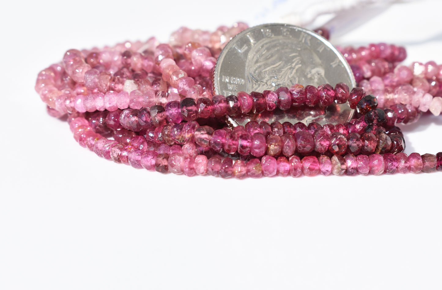 Ombre Pink Tourmaline Rondelle Beads 2.5-3mm x 1-1.5mm