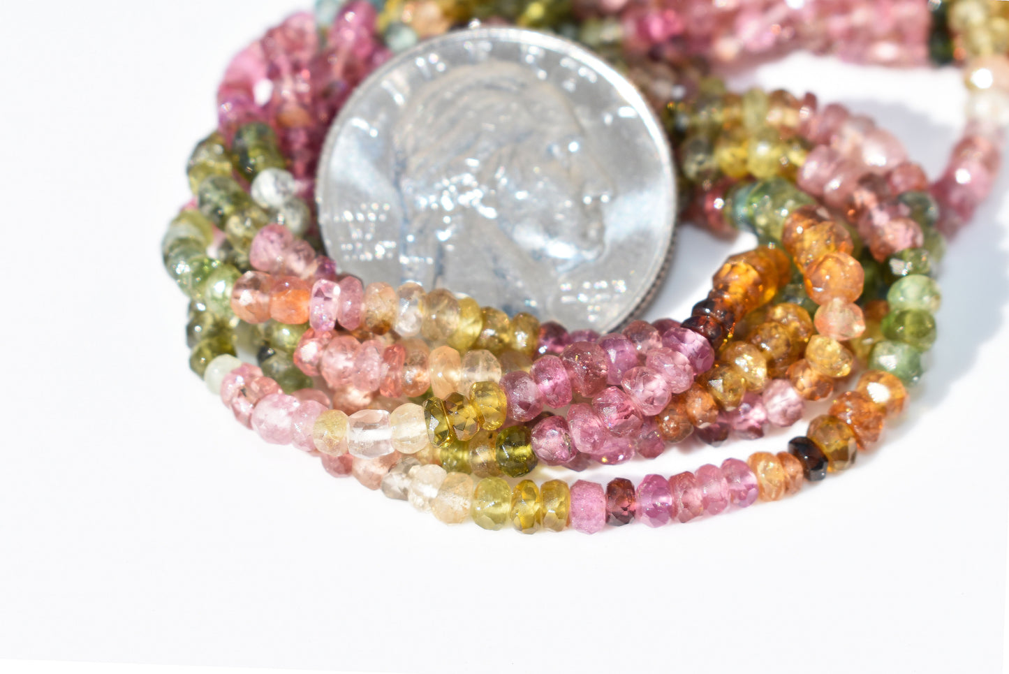 Tourmaline Graduated Rondelle Beads 2-3mm