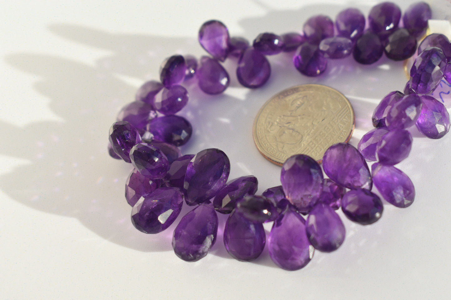 Amethyst Faceted Pear Elongated Graduated Beads