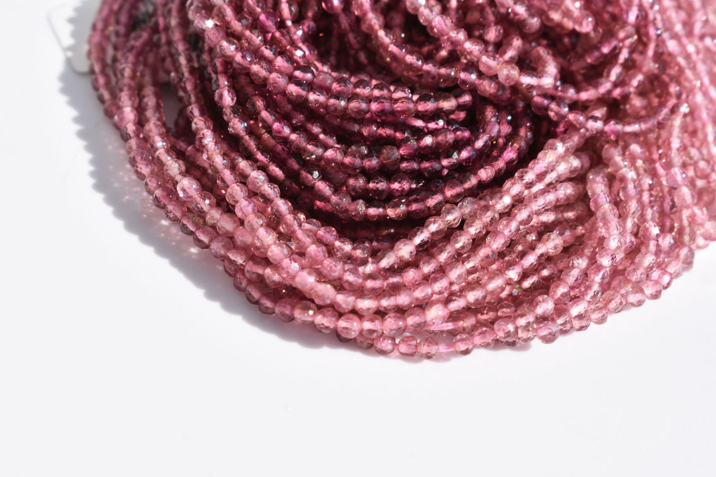 Ombre Pink Tourmaline Faceted Round Beads 1.5-2mm
