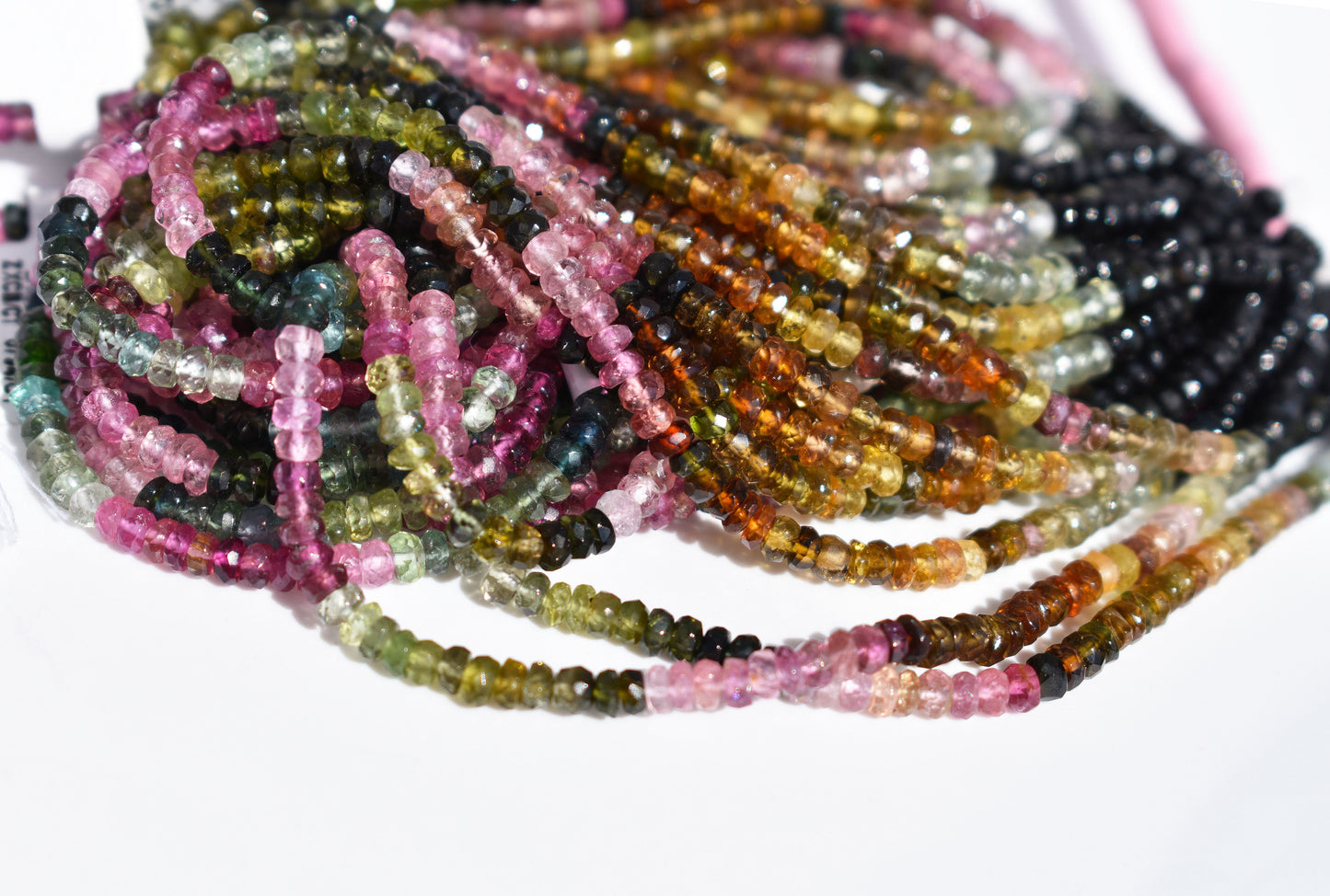 Multi-Color Tourmaline Rondelle Beads - Moody 2.5-3mm