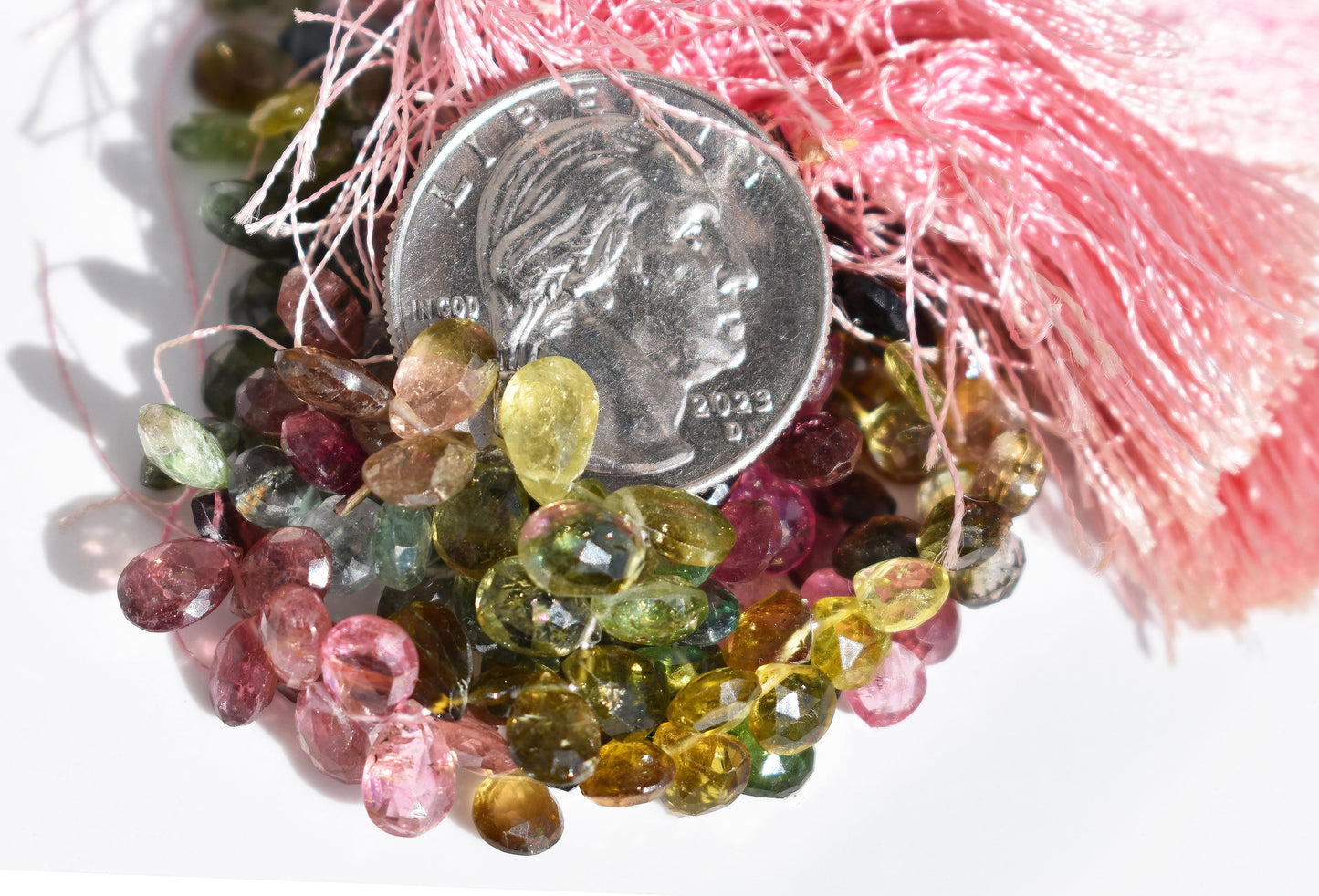 Multi-Color Tourmaline Faceted Pear Beads 4.5-5mm