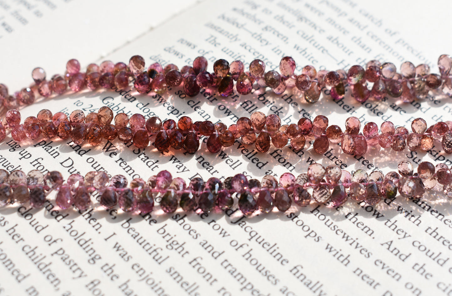 Pink Tourmaline Briolette Faceted Drop Beads - Family 2.5-3.5mm