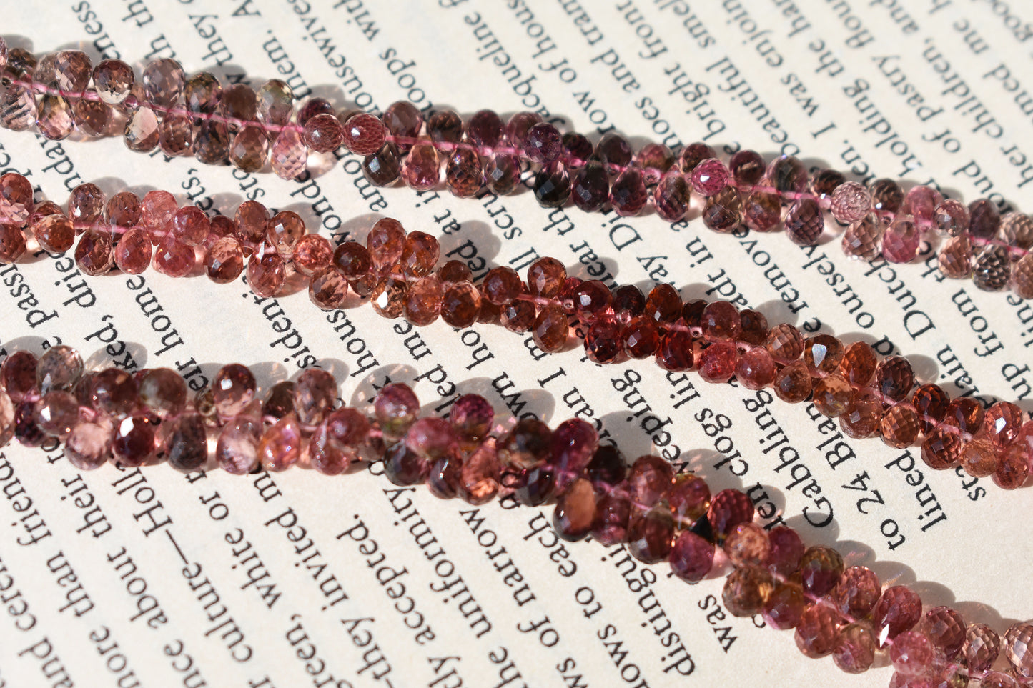 Pink Tourmaline Briolette Faceted Drop Beads - Family 2.5-3.5mm
