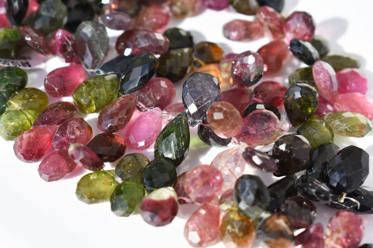 Multi-Color Tourmaline Faceted Pear Beads - Large Rainbow Family 8.5-11mm