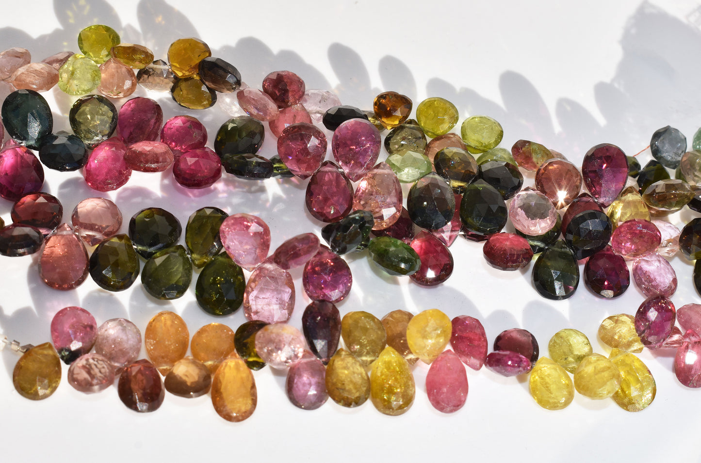 Multi-Color Tourmaline Faceted Pear Beads 7-7.5mm