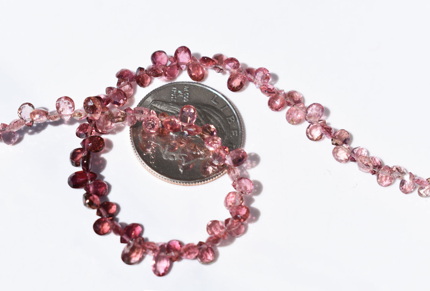 Pink Tourmaline Pear Beads - Ombre 3-4mm