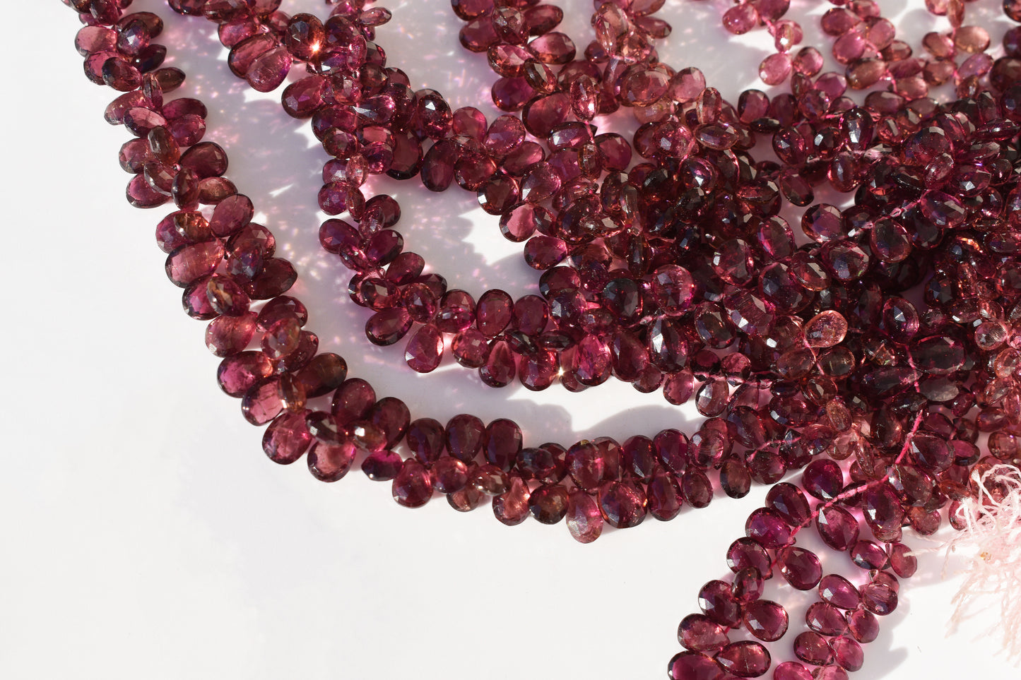 Pink Tourmaline Faceted Pear Beads - Family A