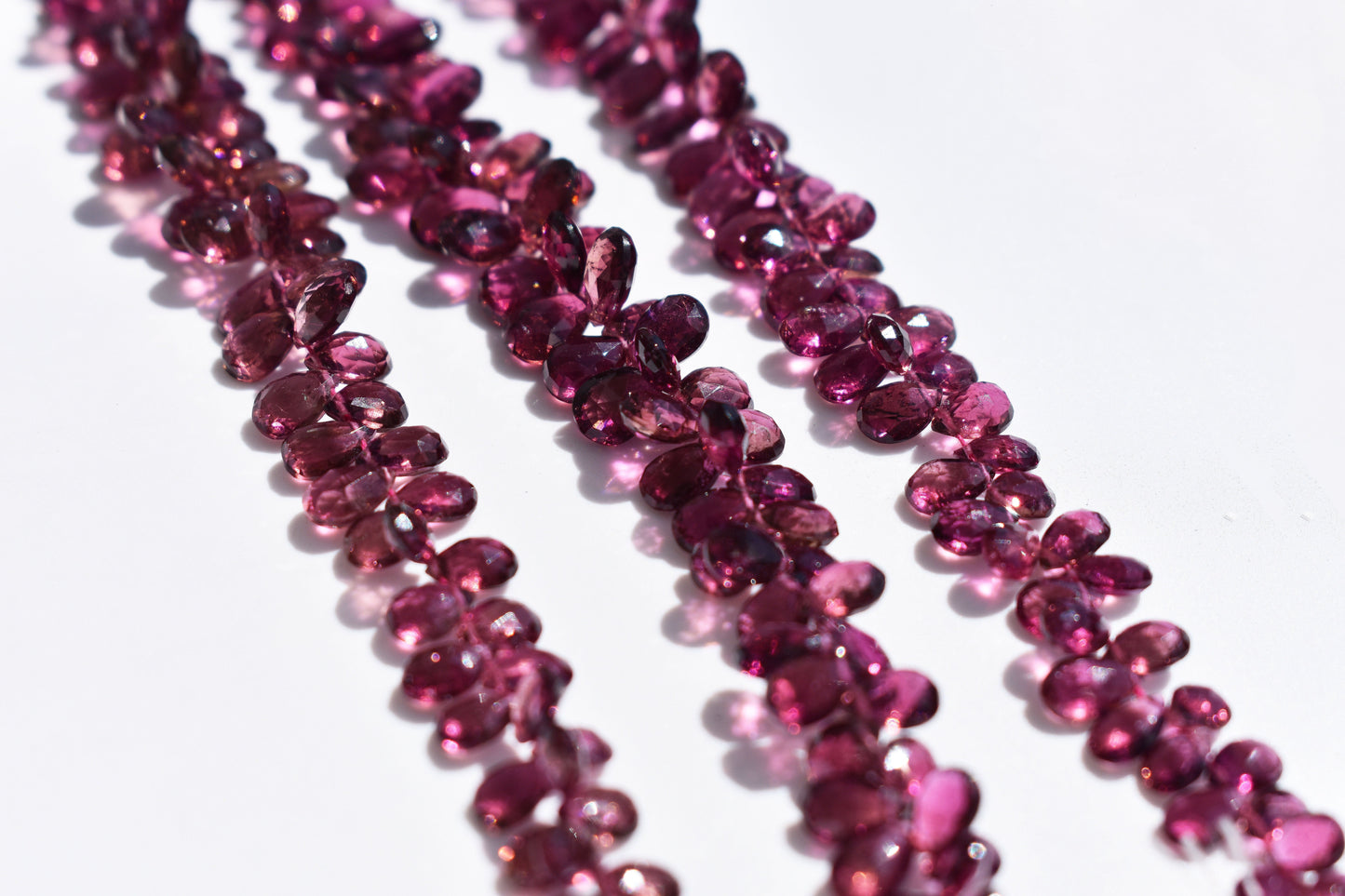 Pink Tourmaline Faceted Pear Beads - Family B