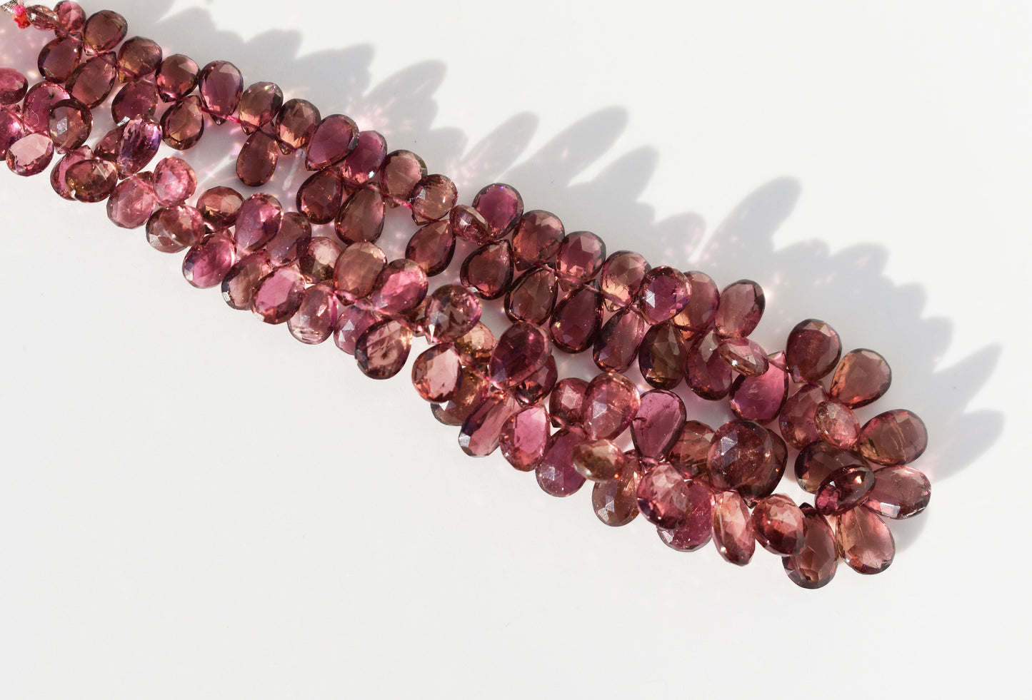 Pink Tourmaline Faceted Pear Beads - Family B
