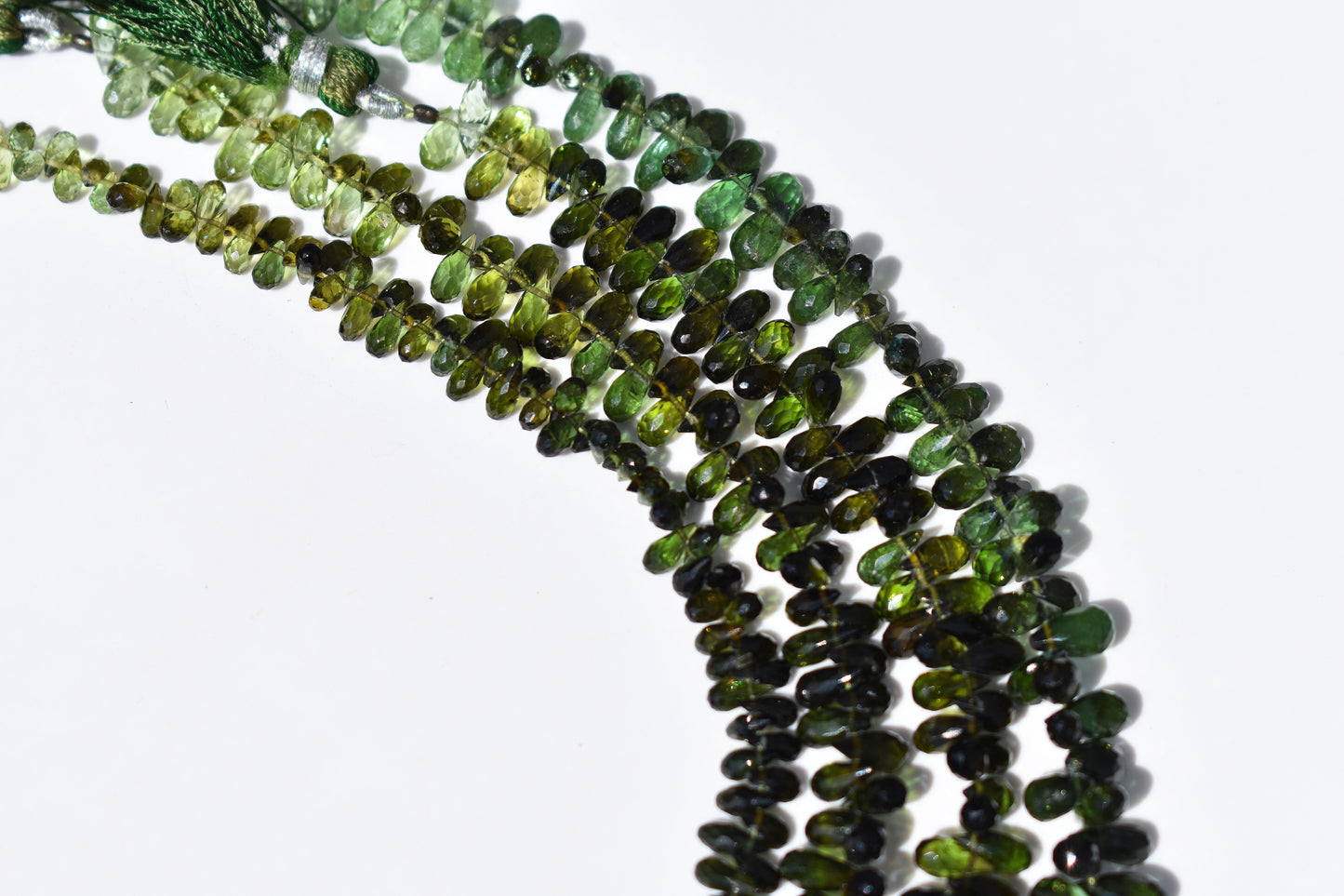 Green Tourmaline Briolette Beads - 1.5-3.5mm Graduated Drop Family