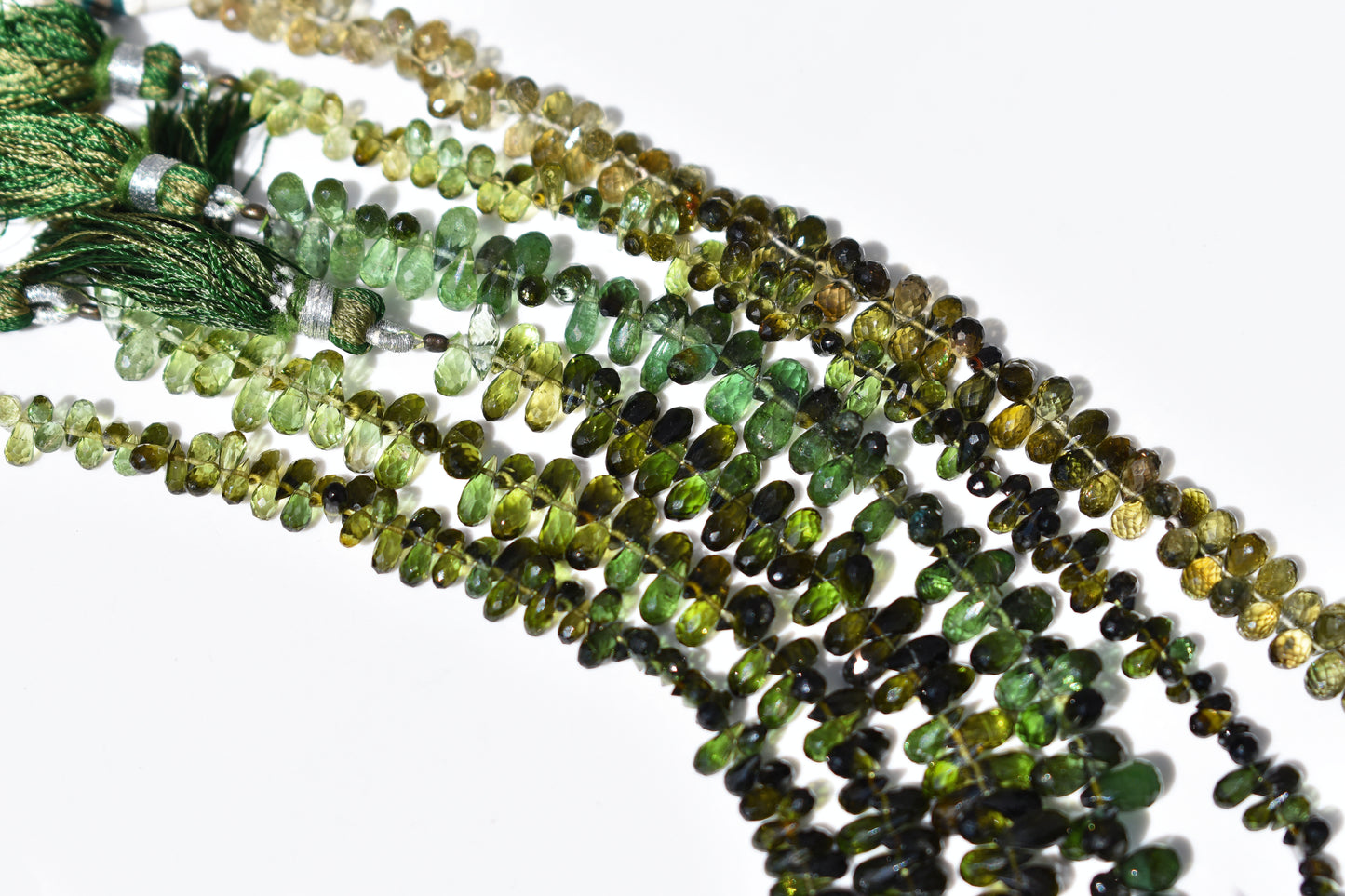Green Tourmaline Briolette Beads - 1.5-3.5mm Graduated Drop Family