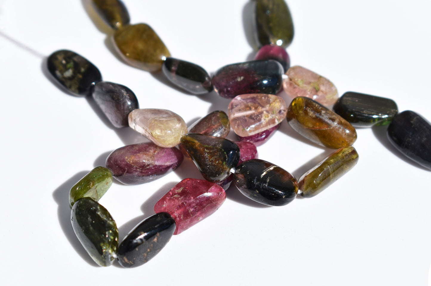 Multi-Color Tourmaline Nugget Beads - Fancy Pebbles