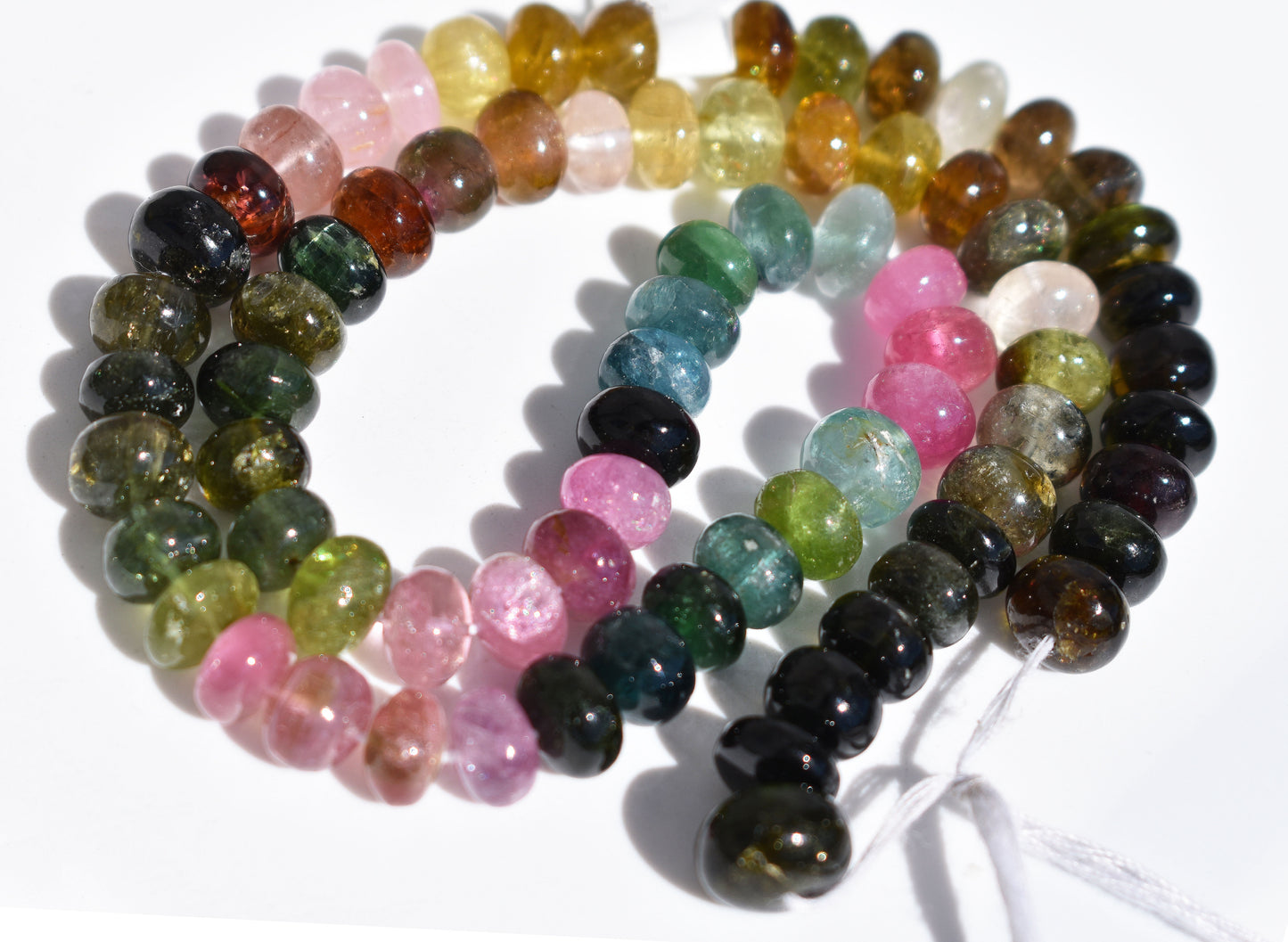 Multi-Color Tourmaline - Large Smooth Rondelle Beads