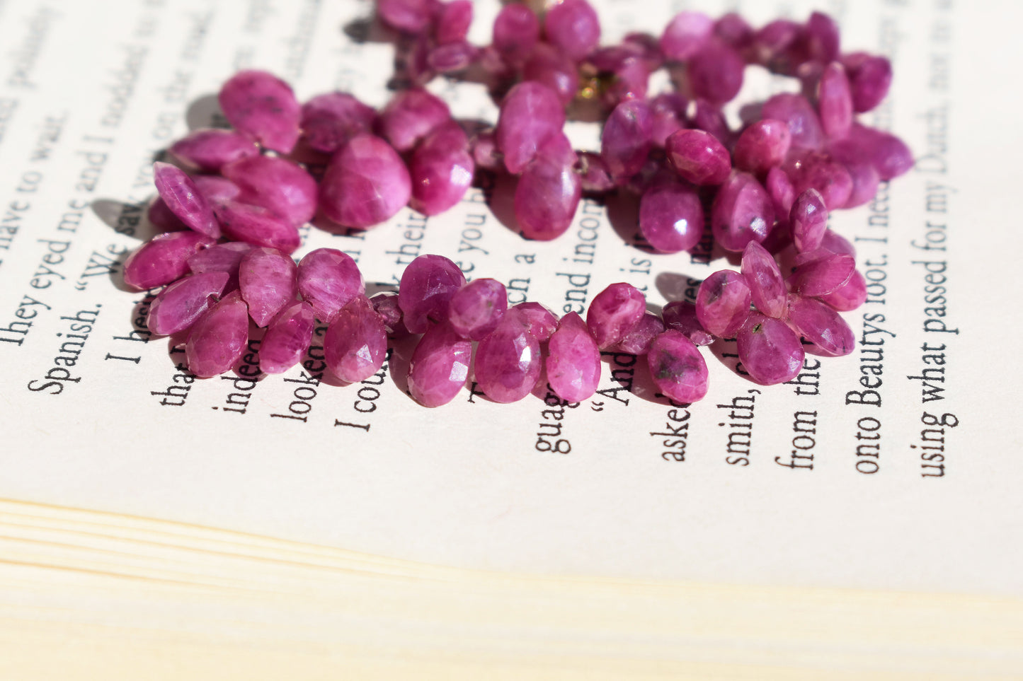 Ruby Pear Beads - Graduated & Faceted 3-7.5mm