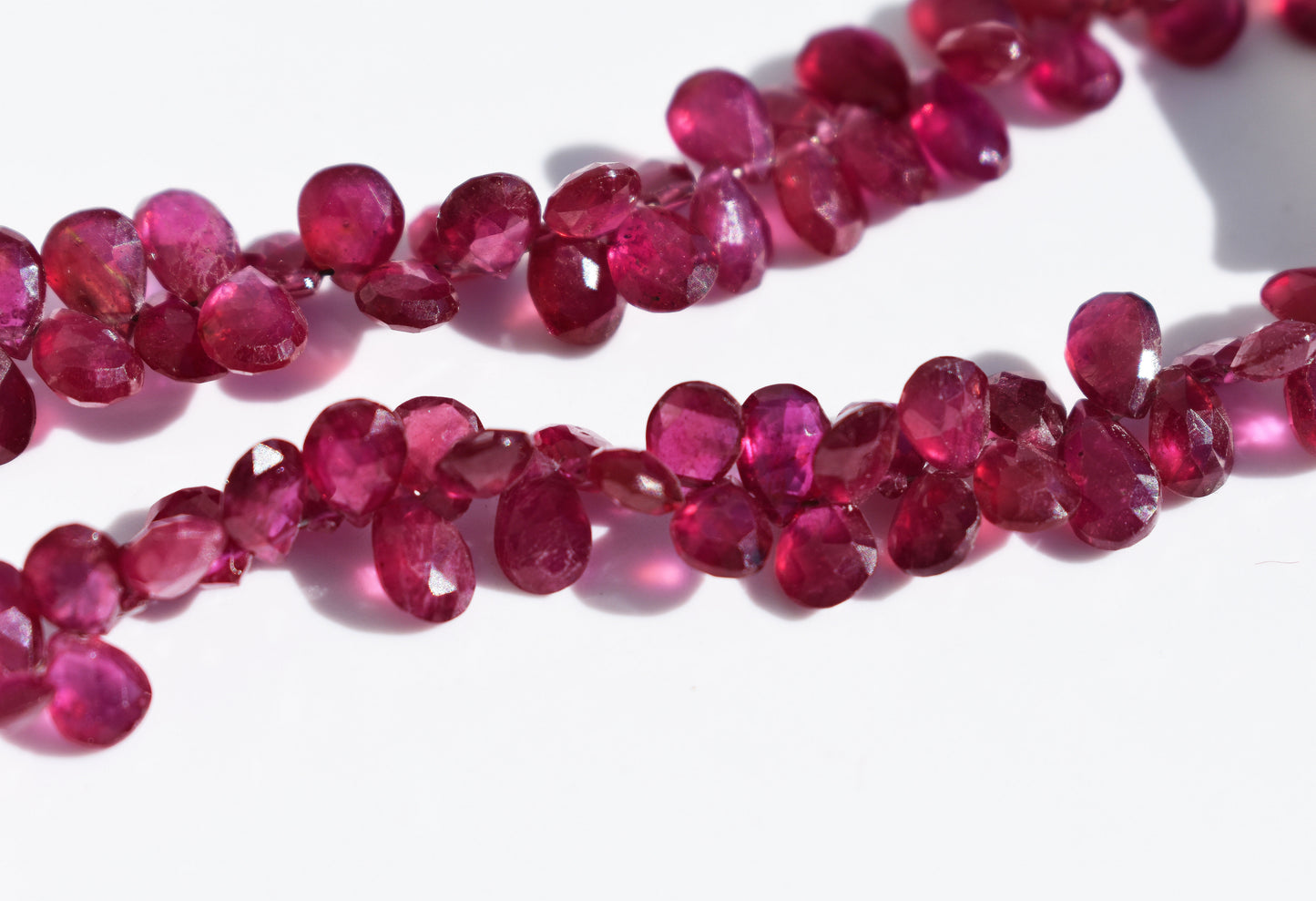 Ruby Pear Beads - Graduated & Faceted 3.5-4.5mm