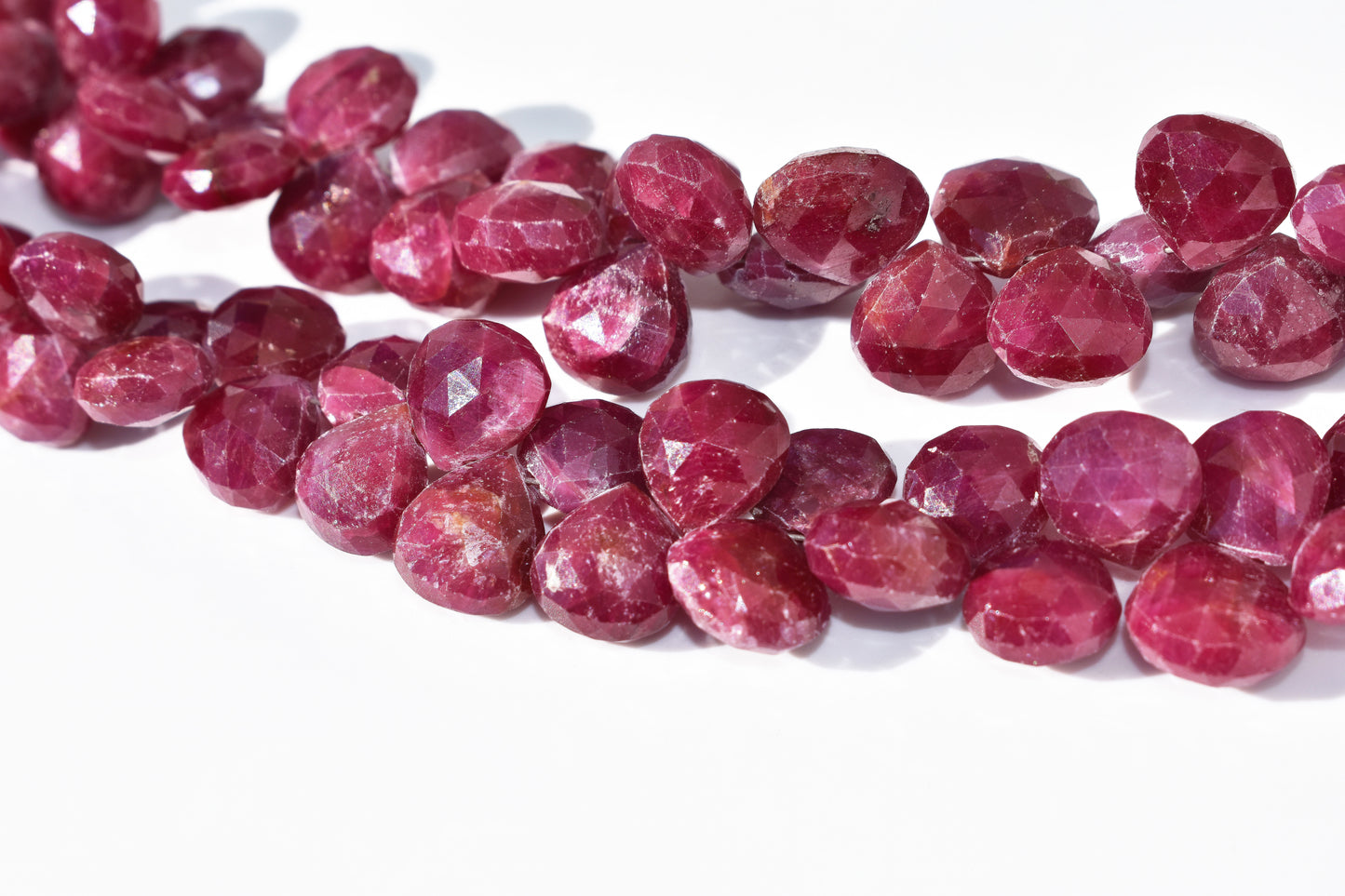 Ruby Briolette Beads - Graduated Drop Beads 9.5-10mm