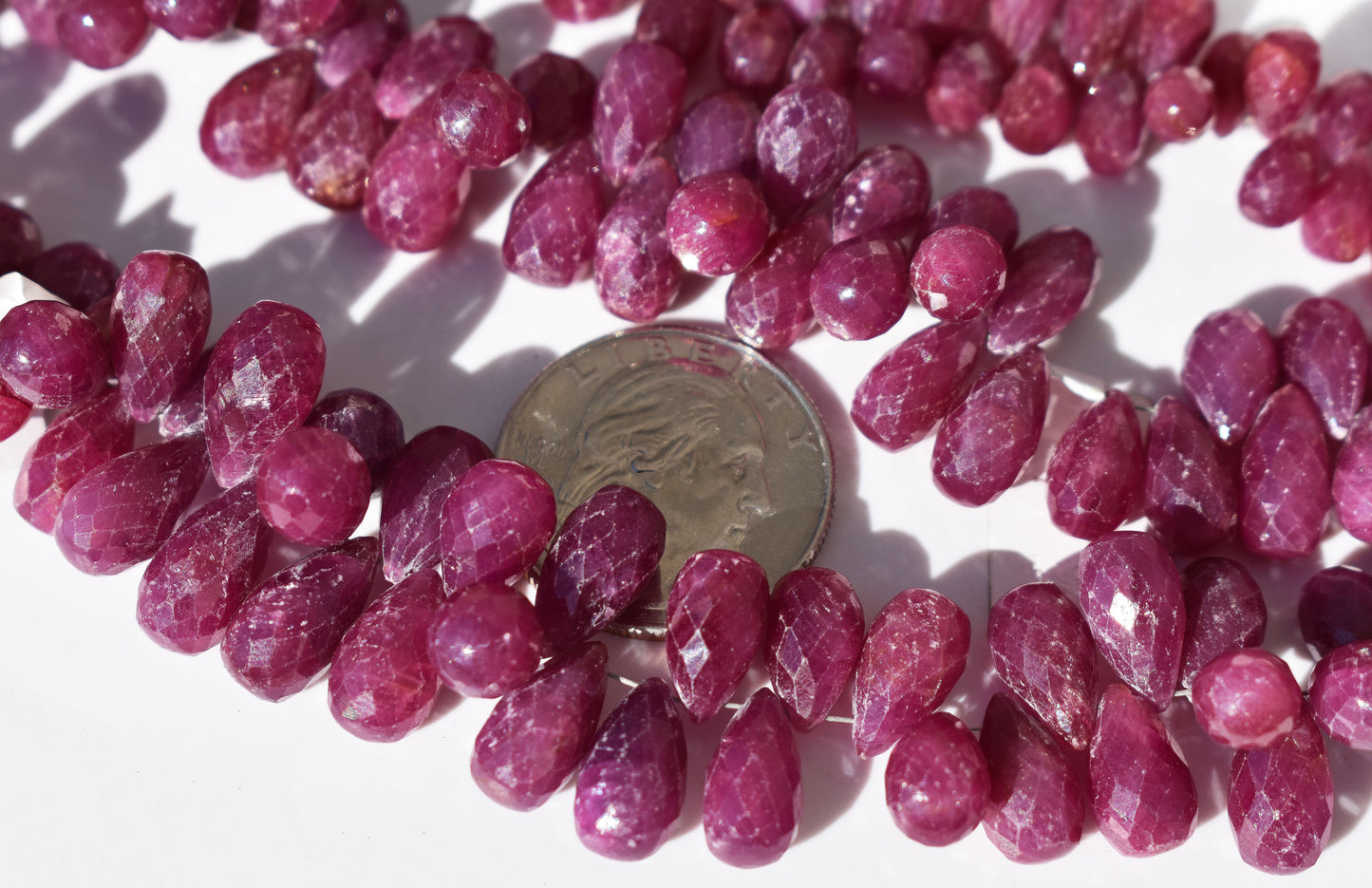 Ruby Elongated Briolette Drop Beads - Family
