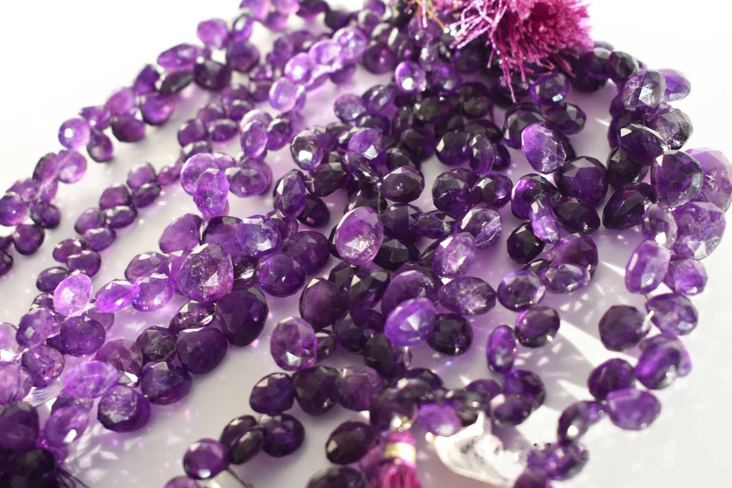 Amethyst Faceted Wide Pear - Oversized Beads